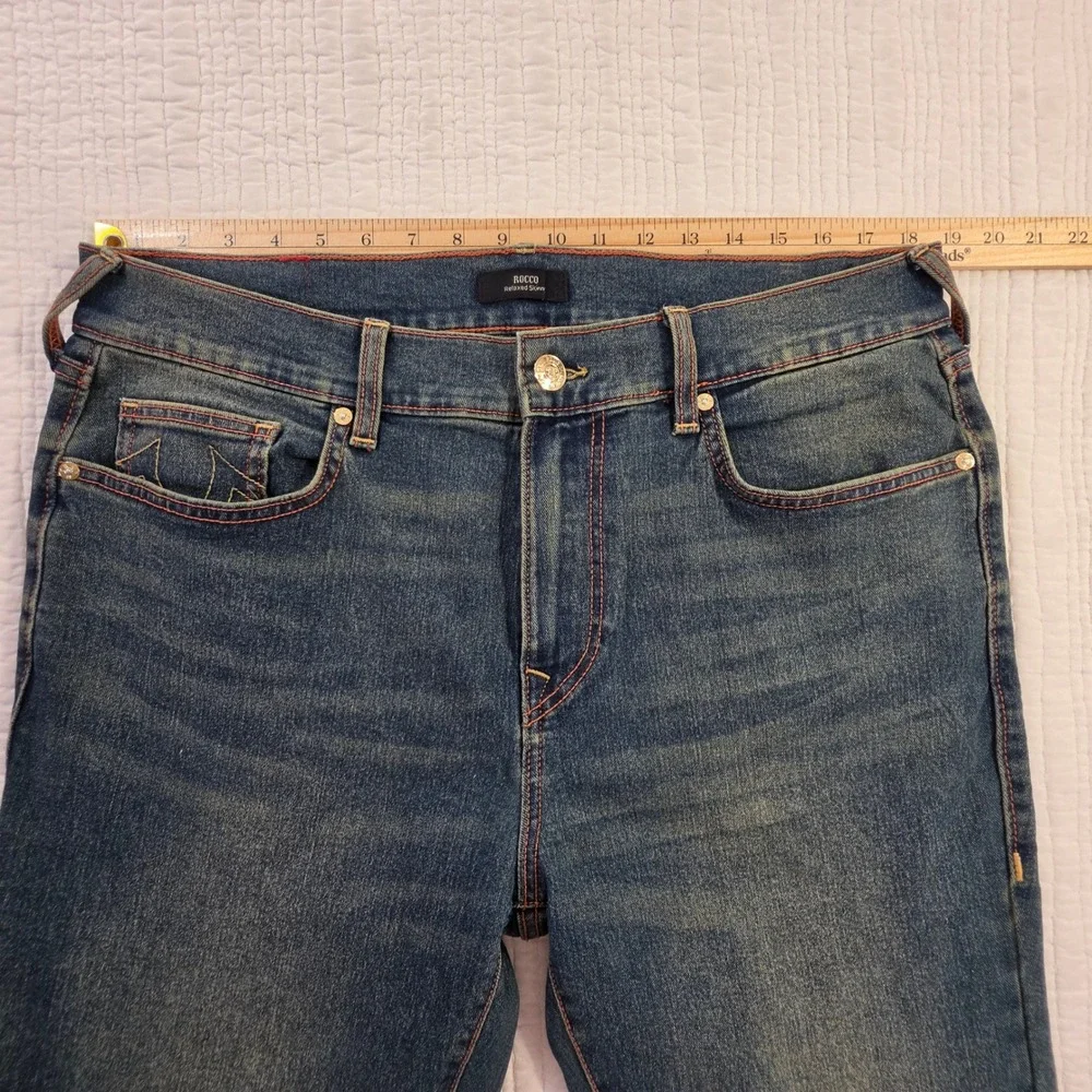 True Religion Rocco Relaxed Skinny Jeans Mens 36x32 Blue Dark Wash Stretch Demin